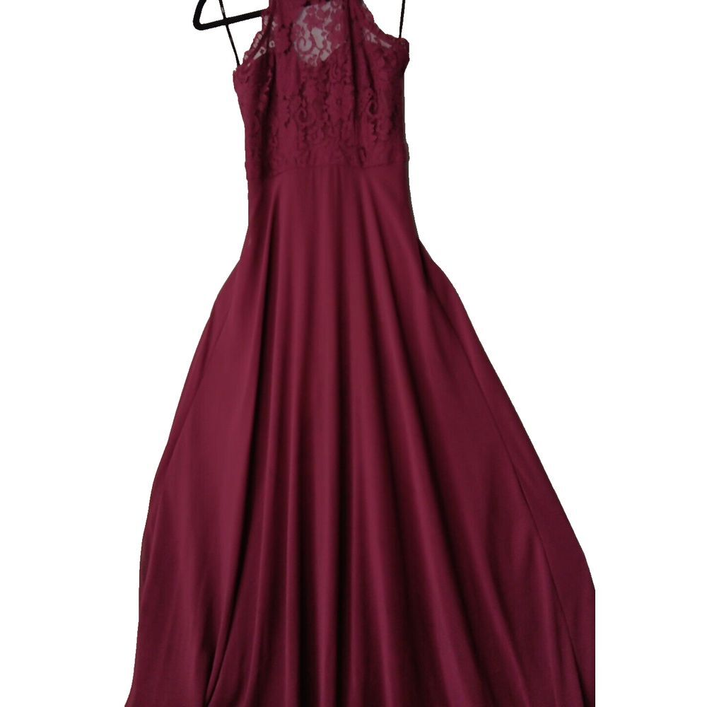 Lulu's Dance All Evening Burgundy Lace Maxi Dress Gown Size XSmall - Picture 6 of 13